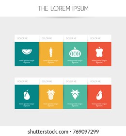 Set Of 8 Editable Berry Icons. Includes Symbols Such As Carrot, Avocado, Tropical Fruit And More. Can Be Used For Web, Mobile, UI And Infographic Design.