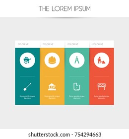 Set Of 8 Editable Building Icons. Includes Symbols Such As Spade, Handcart , Divider. Can Be Used For Web, Mobile, UI And Infographic Design.