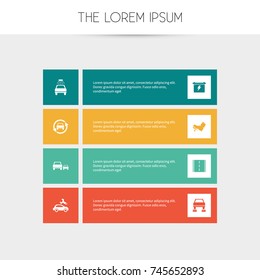 Set Of 8 Editable Car Icons. Includes Symbols Such As Tuning Auto, Battery, Automotive Fix And More. Can Be Used For Web, Mobile, UI And Infographic Design.