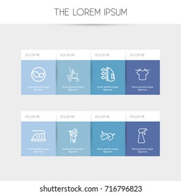 Set Of 8 Editable Cleaning Outline Icons. Includes Symbols Such As Hanging Rope, Leaves, Trolley And More. Can Be Used For Web, Mobile, UI And Infographic Design.