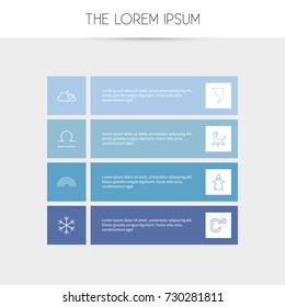 Set Of 8 Editable Climate Outline Icons. Includes Symbols Such As Snow Star, Rainbow And More. Can Be Used For Web, Mobile, UI And Infographic Design.