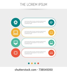 Set Of 8 Editable Computer Icons. Includes Symbols Such As Compact Disk, Portable Computer, Motherboard And More. Can Be Used For Web, Mobile, UI And Infographic Design.