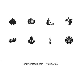 Set Of 8 Editable Cooking Icons. Includes Symbols Such As Barberry, Pistachio, Onion And More. Can Be Used For Web, Mobile, UI And Infographic Design.