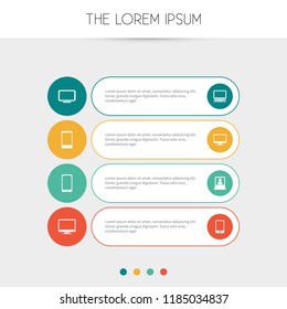 Set of 8 editable devices icons. Includes symbols such as telly, smartphone, display and more. Can be used for web, mobile, UI and infographic design.