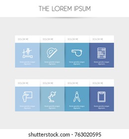 Set Of 8 Editable Education Outline Icons. Includes Symbols Such As Whistle, Checklist, Arithmetic And More. Can Be Used For Web, Mobile, UI And Infographic Design.
