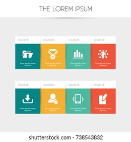 Set Of 8 Editable Global Icons. Includes Symbols Such As Medal, Line Chart, Skill And More. Can Be Used For Web, Mobile, UI And Infographic Design.