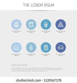 Set of 8 editable icons line style. Includes symbols such as cooker, gift, pyramid and more. Can be used for web, mobile, UI and infographic design.
