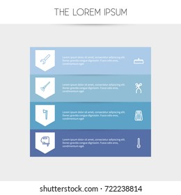 Set Of 8 Editable Instrument Outline Icons. Includes Symbols Such As Spanner, Hatchet, Kitchen Spoon And More. Can Be Used For Web, Mobile, UI And Infographic Design.