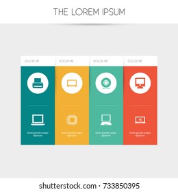Set Of 8 Editable Laptop Icons. Includes Symbols Such As Motherboard, Compact Disk, Printing Machine And More. Can Be Used For Web, Mobile, UI And Infographic Design.
