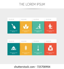 Set Of 8 Editable Planting Icons. Includes Symbols Such As Spade, Grass Cutting Machine, Bio And More. Can Be Used For Web, Mobile, UI And Infographic Design.