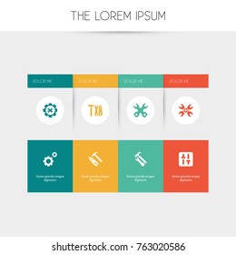 Set Of 8 Editable Service Icons. Includes Symbols Such As Options, Equalizer, Pliers Hammer And More. Can Be Used For Web, Mobile, UI And Infographic Design.