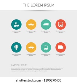 Set of 8 editable shipment icons. Includes symbols such as bus, air balloon, pick up and more. Can be used for web, mobile, UI and infographic design.
