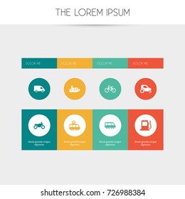 Set Of 8 Editable Shipment Icons. Includes Symbols Such As Fuel, Streetcar, Part Of Car And More. Can Be Used For Web, Mobile, UI And Infographic Design.