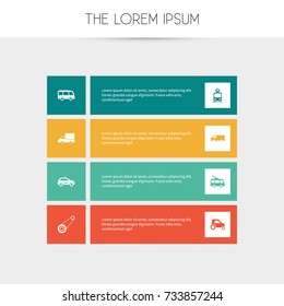 Set Of 8 Editable Shipment Icons. Includes Symbols Such As Spyglass, Cab, Tramcar And More. Can Be Used For Web, Mobile, UI And Infographic Design.