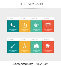 Set Of 8 Editable Structure Icons. Includes Symbols Such As Blueprint, Spade, Divider And More. Can Be Used For Web, Mobile, UI And Infographic Design.