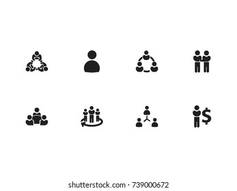 Set Of 8 Editable Team Icons. Includes Symbols Such As Finance Director, Partnership, Cooperation And More. Can Be Used For Web, Mobile, UI And Infographic Design.
