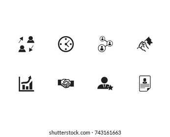 Set Of 8 Editable Trade Icons. Includes Symbols Such As Publish, Greeting, Businessman And More. Can Be Used For Web, Mobile, UI And Infographic Design.
