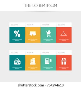 Set Of 8 Editable Trade Icons. Includes Symbols Such As Hanger, Rate, Swimming Trunks And More. Can Be Used For Web, Mobile, UI And Infographic Design.