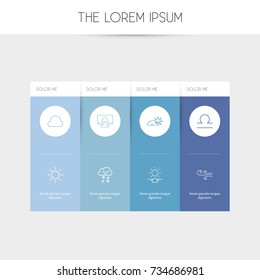 Set Of 8 Editable Weather Outline Icons. Includes Symbols Such As Goat, Frosty, Breeze And More. Can Be Used For Web, Mobile, UI And Infographic Design.