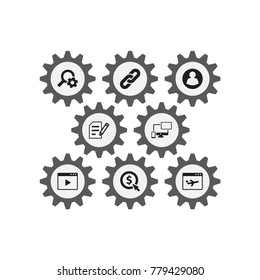 Set Of 8 Engine Icons Set.Collection Of Guest, Responsive, Engine And Other Elements.