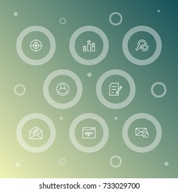 Set Of 8 Engine Outline Icons Set.Collection Of Columns, Block, Goal And Other Elements.