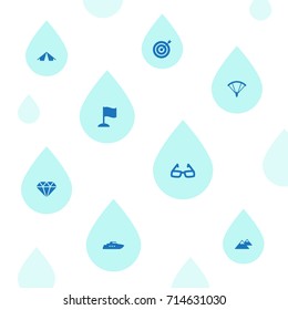 Set Of 8 Entertainment Icons Set.Collection Of Finish, Ship, Diamond And Other Elements.