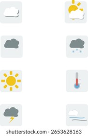 Ein Satz von 8 essenziellen Symbolen, um Wetterbedingungen klar zu kommunizieren.