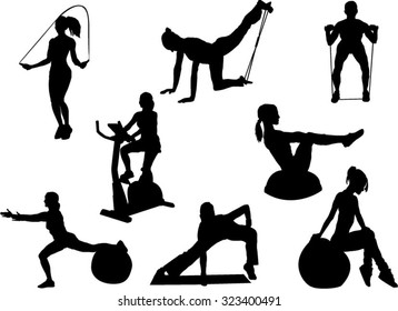 The set of 8 fitness silhouette