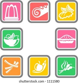 A set of 8 food vector icons.