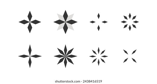 Set of 8 geometric element. Modern linear design elements. Geometric icon for your project. Collection trendy vector geometric emblem.
