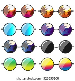 Set of 8 Glasses. Vector Illustration