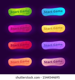 Set of 8 gradient buttons for arcade video games. Game User Interface (GUI) elements to use in arcade videos games on mobile.