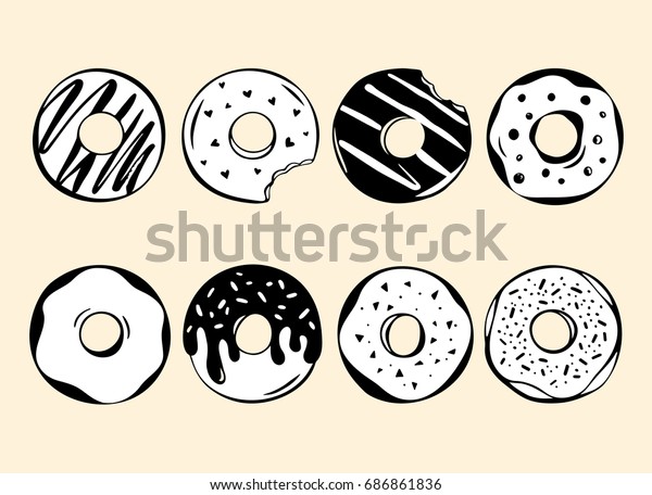 Set 8 Hand Drawn Black White Stock Vector Royalty Free Shutterstock