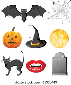 set of 8 highly detailed halloween icons