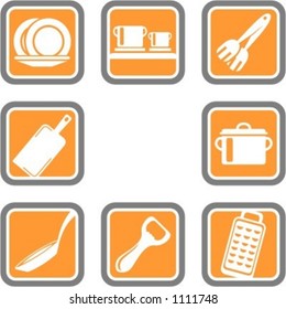 A set of 8 houseware vector icons.