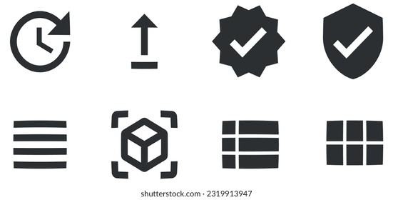 Set of 8 icons Actions. Creative business solutions icon set. Simple Set. Linear symbols set. Thin filled icons pack. UI and UX