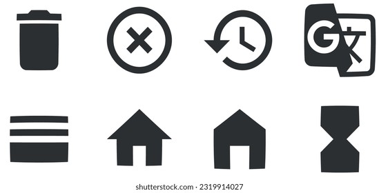 Set of 8 icons Actions. Line icons collection. modern trend in the style. for mobile and web. Thin filled icons pack. UX UI