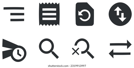 Set of 8 icons Actions. Modern thin line icons. Outline isolated signs. for mobile and web. Big UI icon set in a flat design. Vector illustration