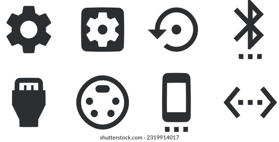 Set of 8 icons Actions. Modern thin line icons. Simple Set. for mobile and web. Thin filled icons pack. UI and UX