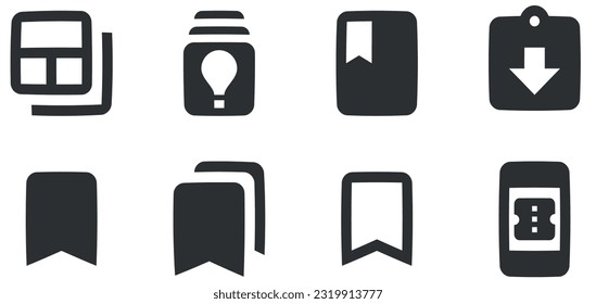 Set of 8 icons Actions. Vector collection thin line Web icon. Outline isolated signs. for mobile and web. Thin filled icons pack. Vector illustration