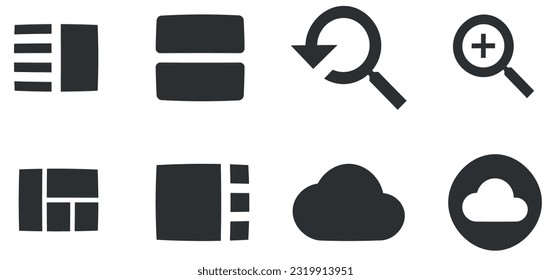 Set of 8 icons Actions. Vector collection thin line Web icon. modern trend in the style. for mobile and web. Big UI icon set in a flat design. UI and UX