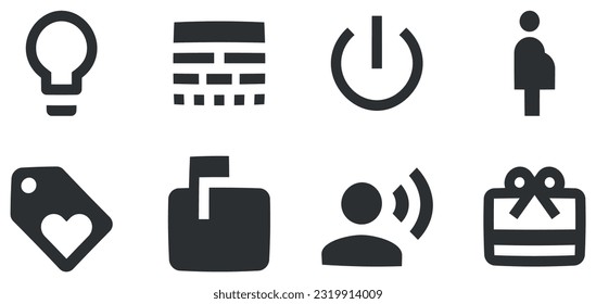 Set of 8 icons Actions. A set vector icons. Outline isolated signs. Linear symbols set. Big UI icon set. Vector illustration