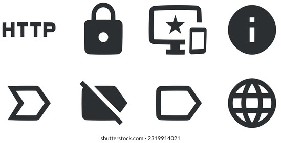 Conjunto de 8 iconos Acciones. Ilustración vectorial de iconos de línea delgada. tendencia moderna en el estilo. para móviles y web. Un gran icono de interfaz de usuario en un diseño plano. UI y UX