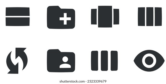 Set of 8 icons Actions. A set vector icons. Set Quality icon. Linear icons set. Big UI icon. UI and UX