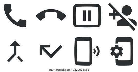 Set of 8 icons Communication. Vector illustration of thin line icons. Simple Set. for mobile and web. Thin filled icons pack. UX UI