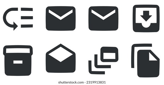 Set of 8 icons Content. Vector illustration of thin line icons. Set Quality icon. Linear symbols set. Big UI icon set in a flat design. Vector illustration