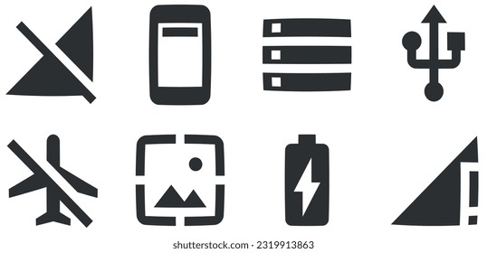 Set of 8 icons Device. Vector collection thin line Web icon. modern trend in the style. Linear icons set. Big UI icon set in a flat design. UI and UX