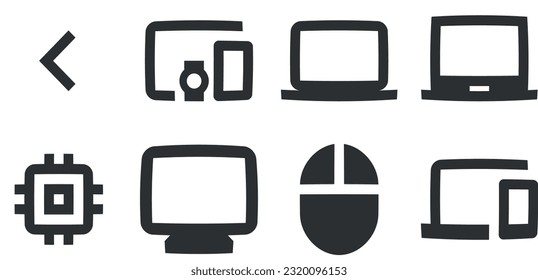 Set of 8 icons Hardware. Modern thin line icons. Set Quality icon. for mobile and web. Big UI icon set. UI and UX