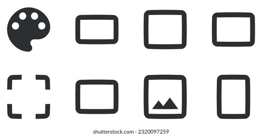 Set of 8 icons Image. A set vector icons. Outline isolated signs. for mobile and web. Big UI icon set in a flat design. UX UI