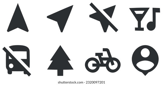 Juego de 8 mapas de iconos. Colección de iconos de línea. Simple Set. para móviles y web. Gran conjunto de iconos de la interfaz de usuario. UI y UX